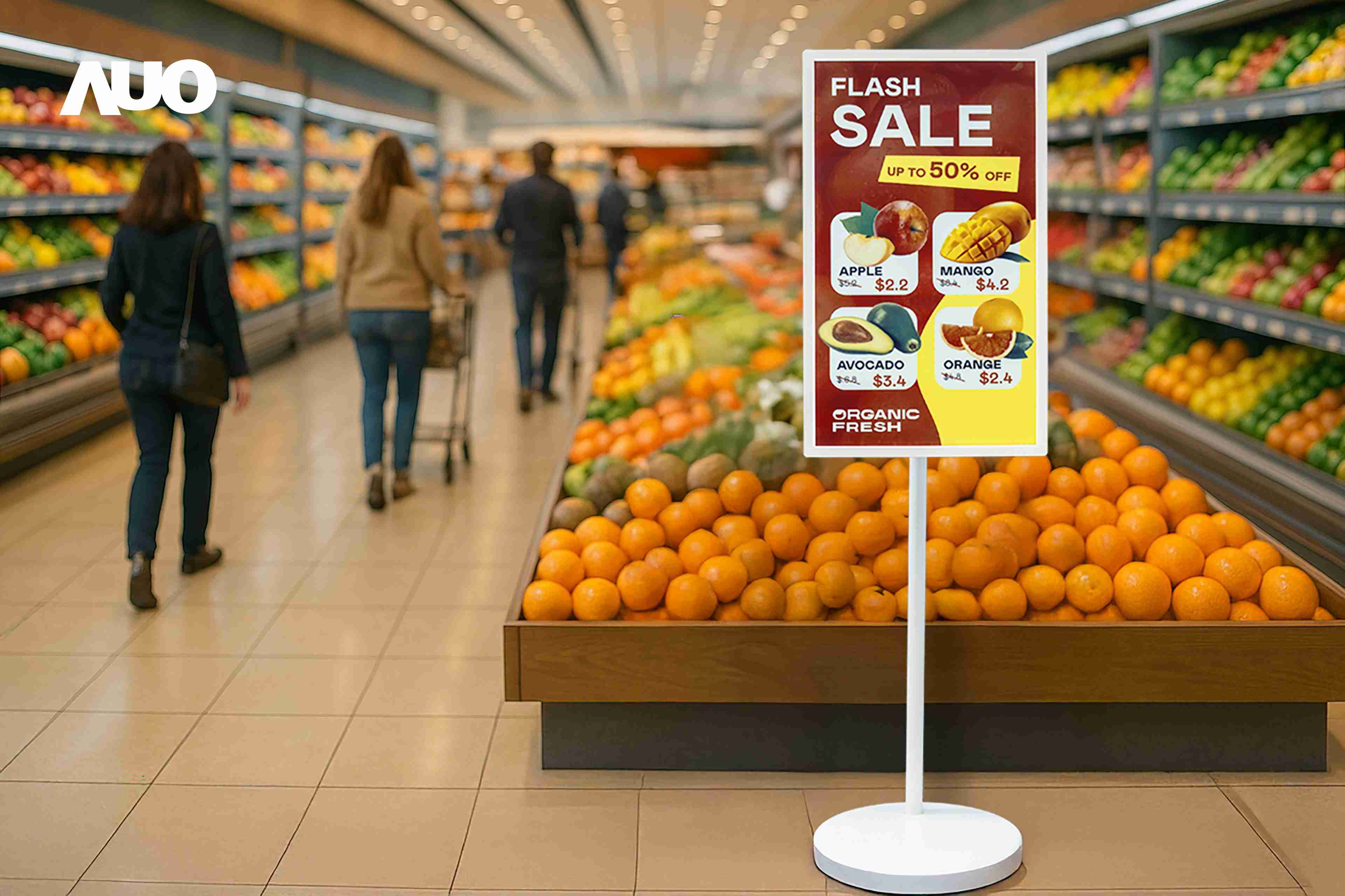 达擎首亮相低功耗、、全彩的〝aecoPost电子纸解决方案〞，，，仅在更新画面时需要微量的电力驱动，，无需布建电线的便捷设计，，，使其可灵活应用、、随意置放，，并可透过云端或行动装置app，，轻松管理及排程广告内容，，晋升店头营销利器。。